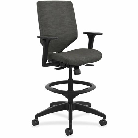 SEATSOLUTIONS Upholstered Mid Back Task Stool - Black SE3763251